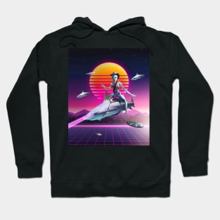 Cowboy Space Alien Riding Laser Shark Hoodie